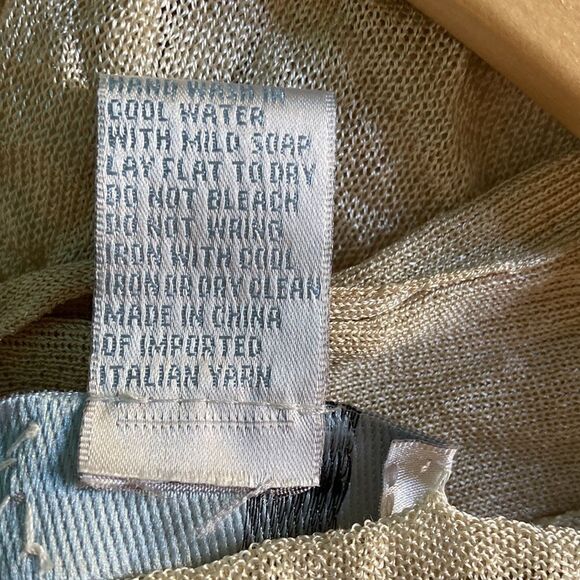 Bibelot Lightweight Gold Metallic Womens Cardigan Size S Tie Front Summer Layer - Picture 6 of 10